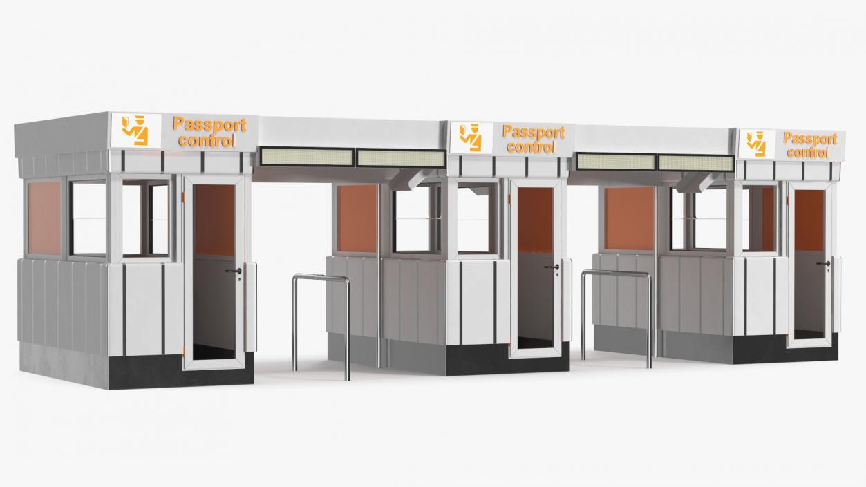 3D Airport Passport Control Counter White model