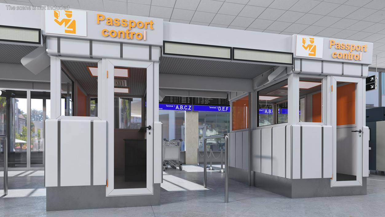 3D Airport Passport Control Counter White model