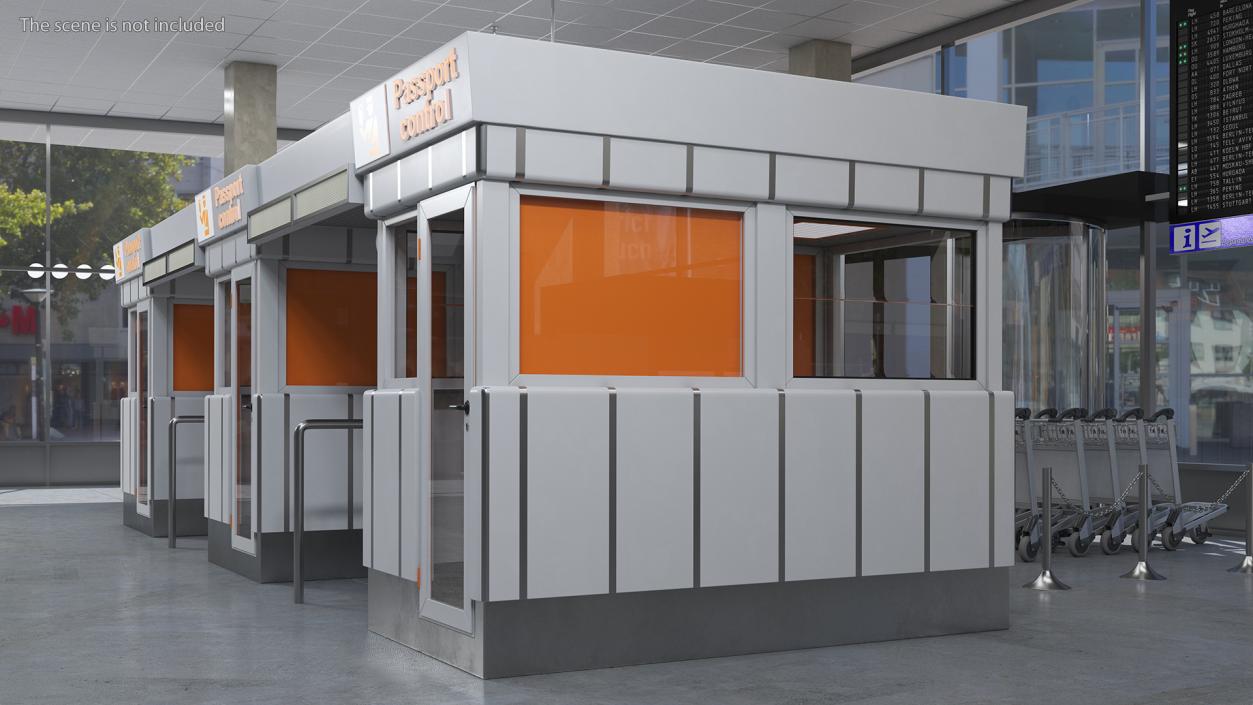 3D Airport Passport Control Counter White model