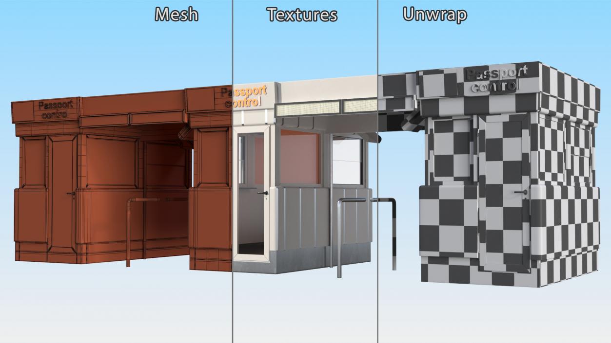 3D Airport Passport Control Counter White model