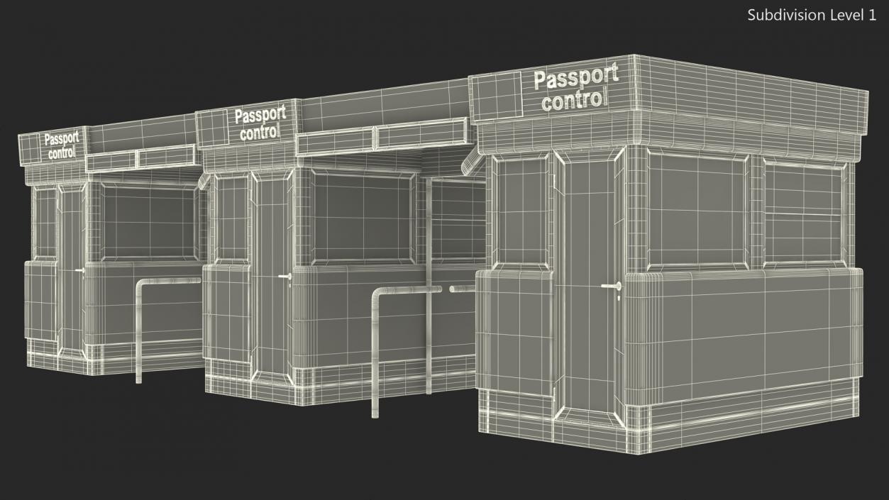 3D Airport Passport Control Counter White model