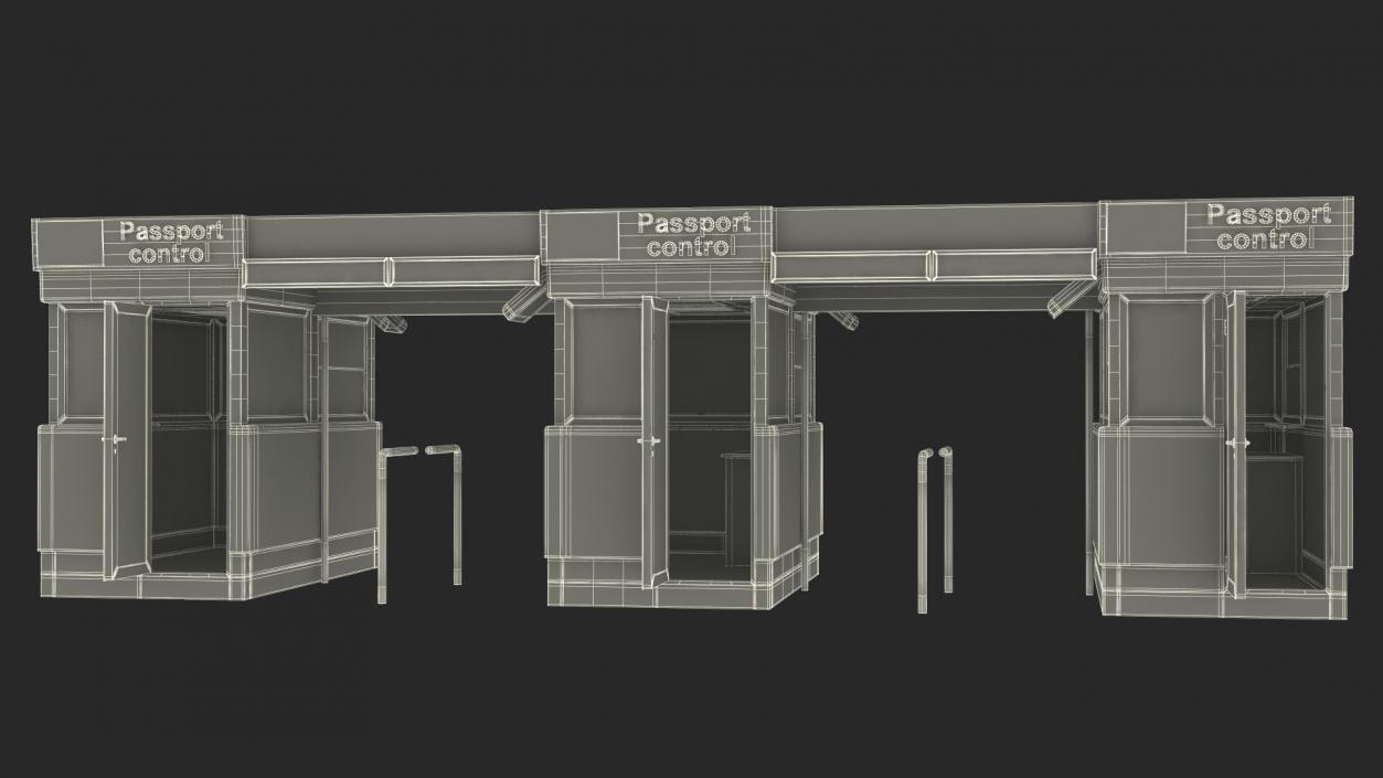 3D Airport Passport Control Counter White model