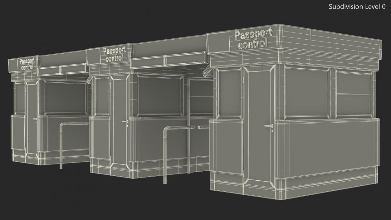 3D Airport Passport Control Counter White model