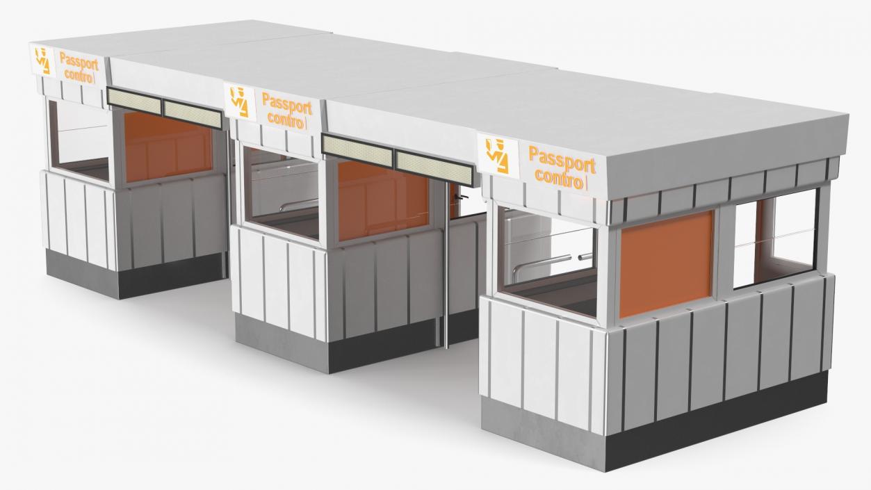 3D Airport Passport Control Counter White model