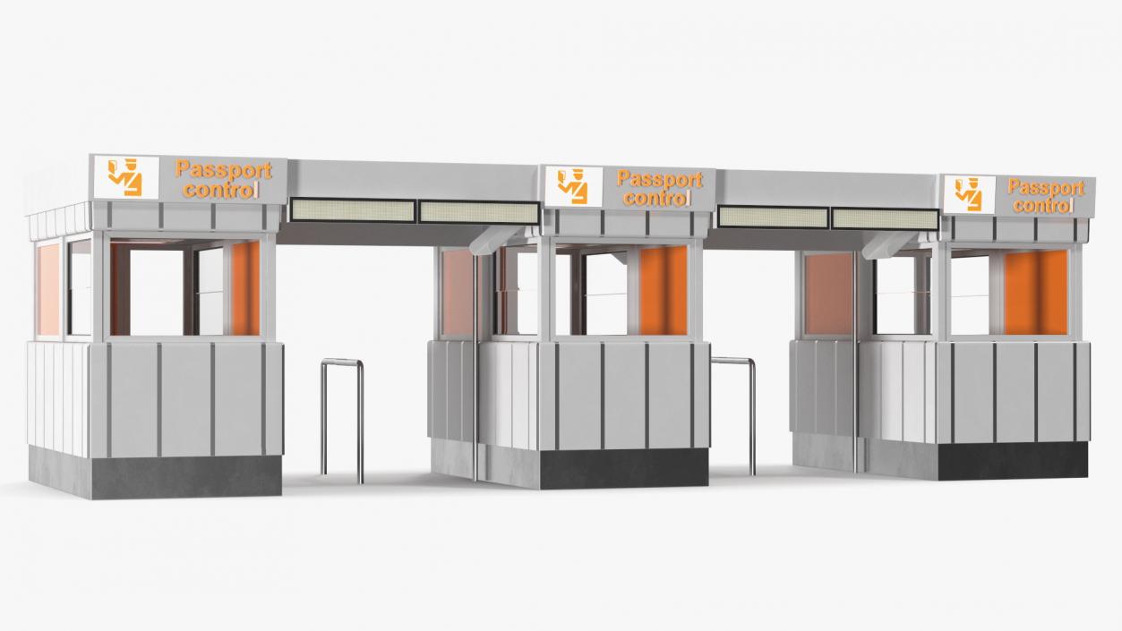 3D Airport Passport Control Counter White model