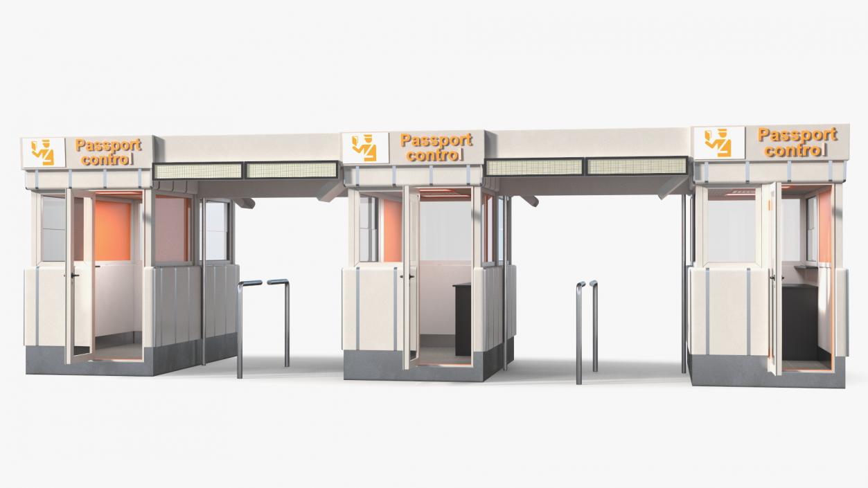 3D Airport Passport Control Counter White model