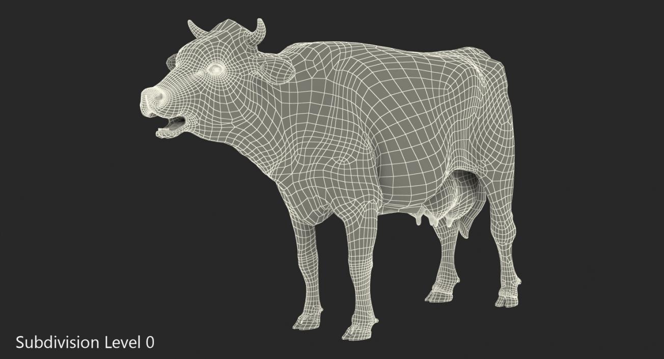 3D Animated Cow Mooing Rigged