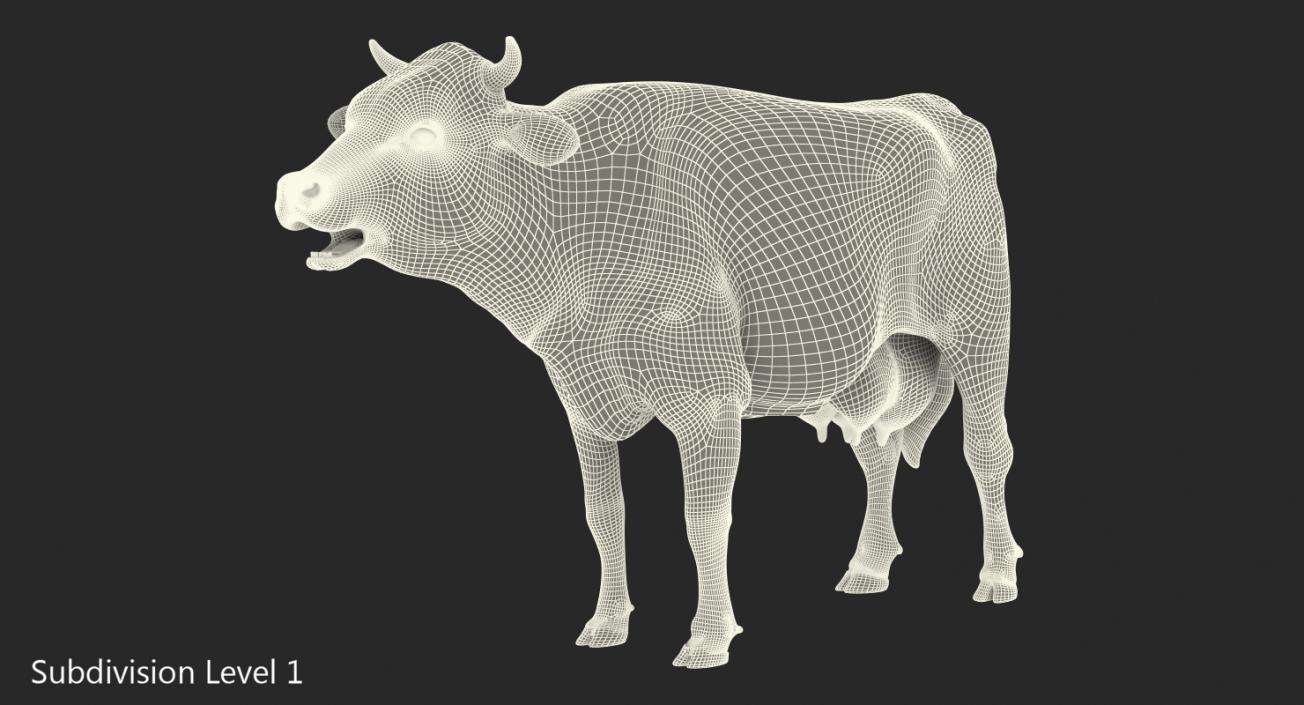 3D Animated Cow Mooing Rigged