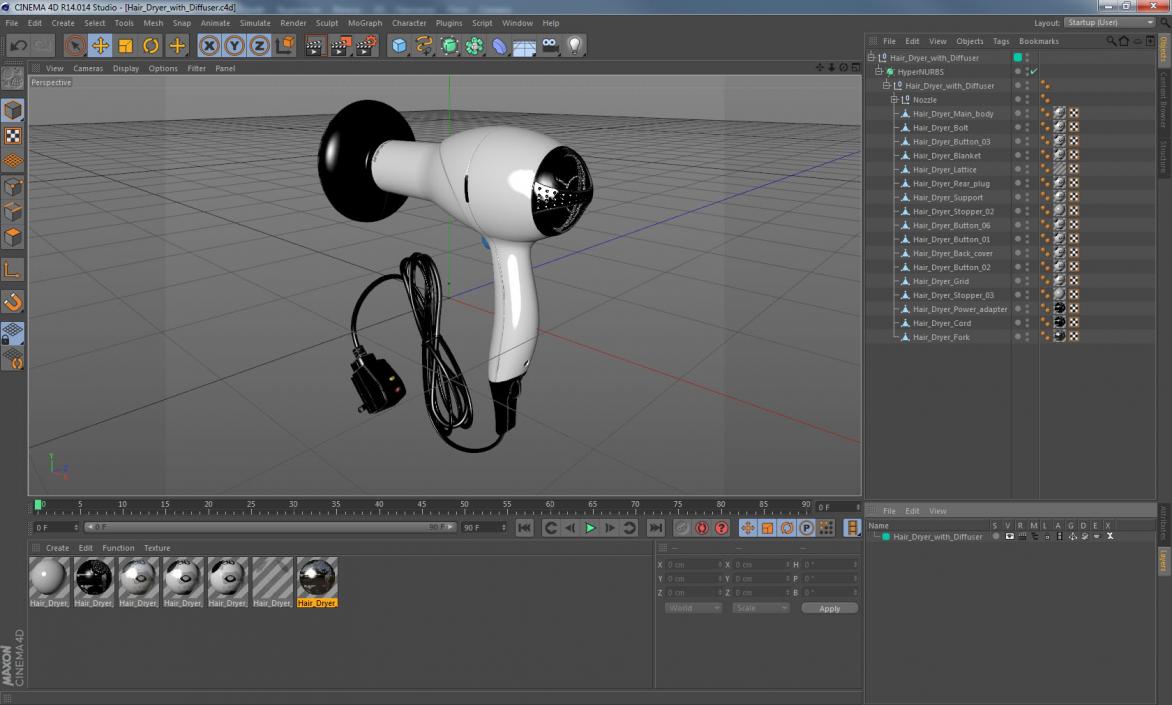 Hair Dryer with Diffuser 3D model