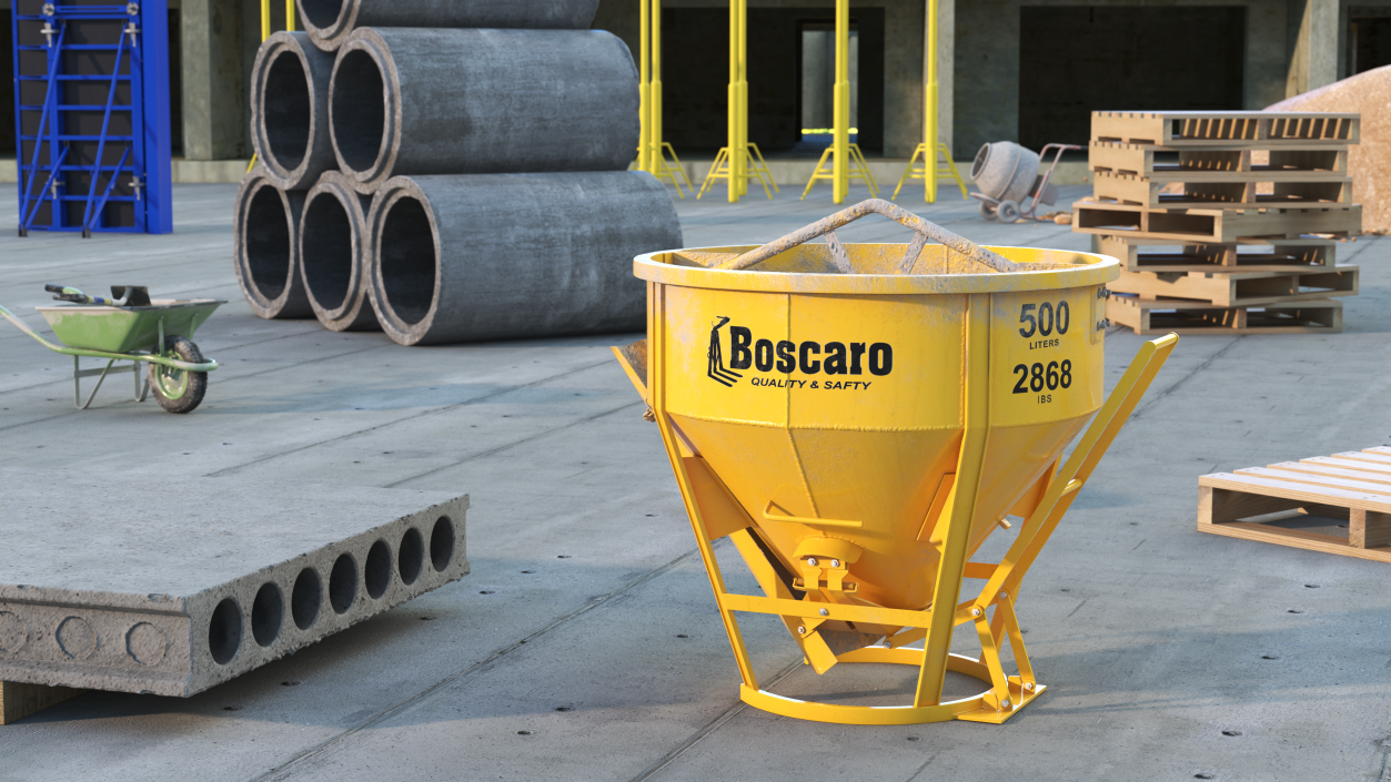 Concrete Bucket with Mortar Cement 3D model