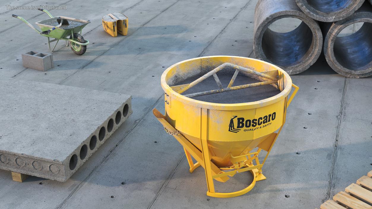 Concrete Bucket with Mortar Cement 3D model