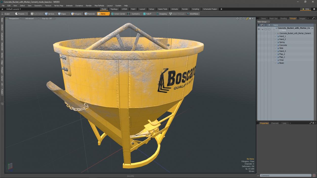 Concrete Bucket with Mortar Cement 3D model