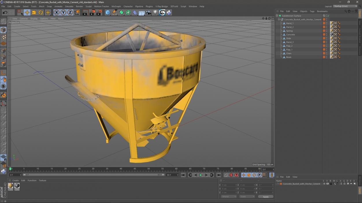 Concrete Bucket with Mortar Cement 3D model