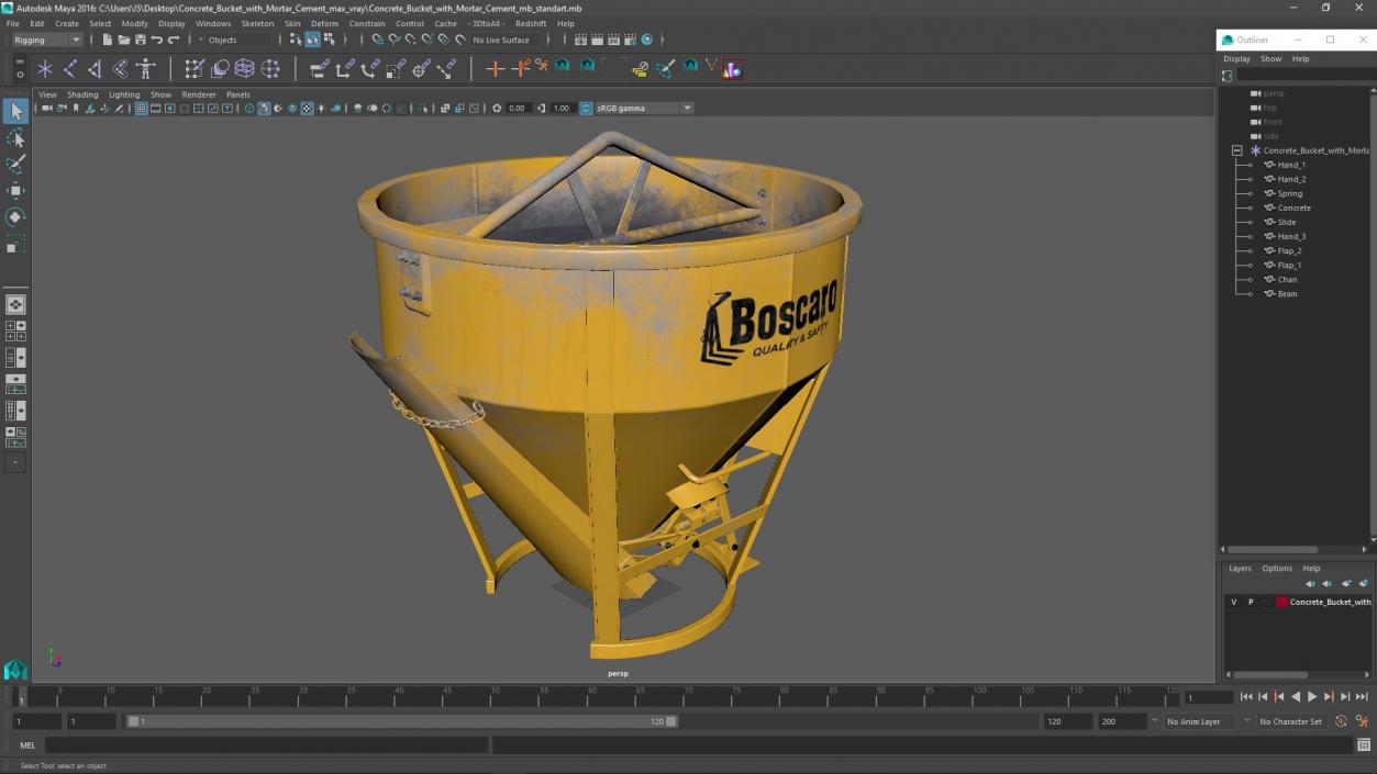 Concrete Bucket with Mortar Cement 3D model