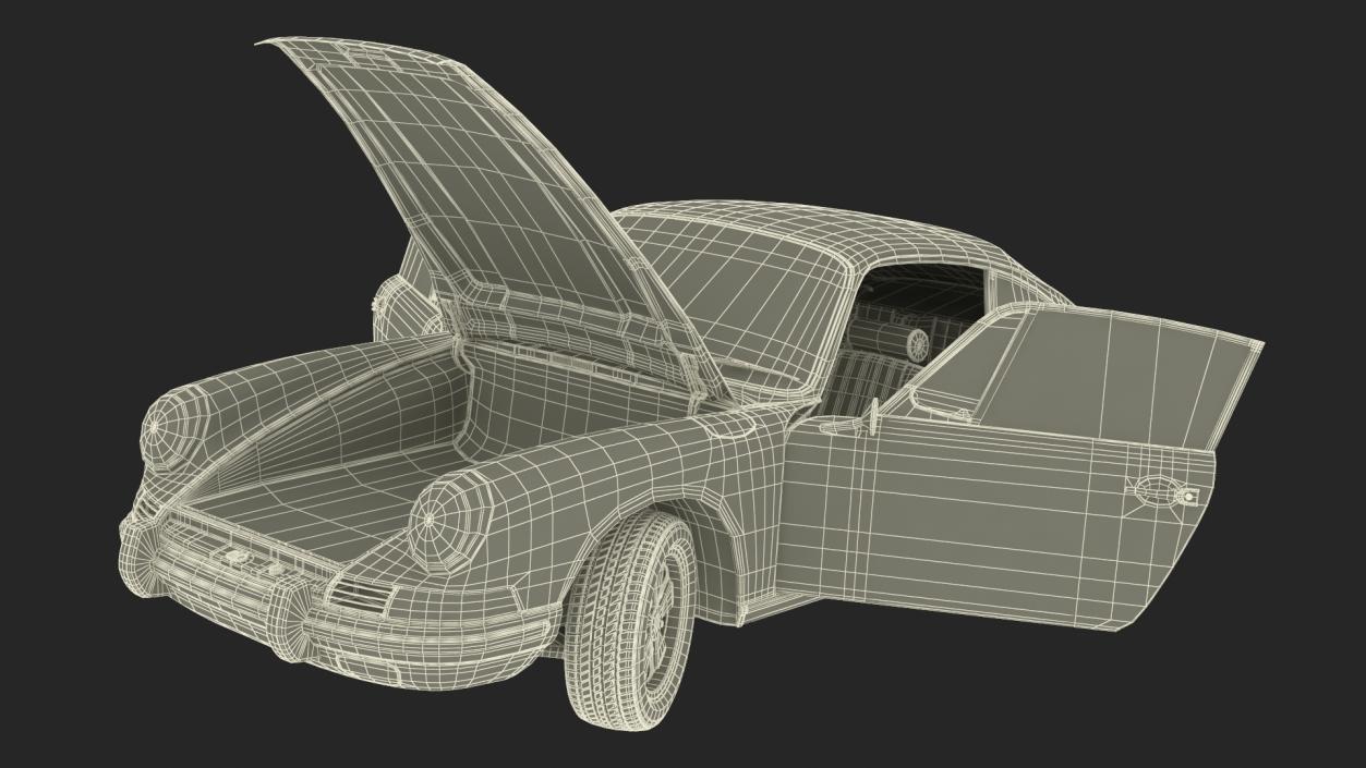 3D Retro Coupe Sport Car Rigged model