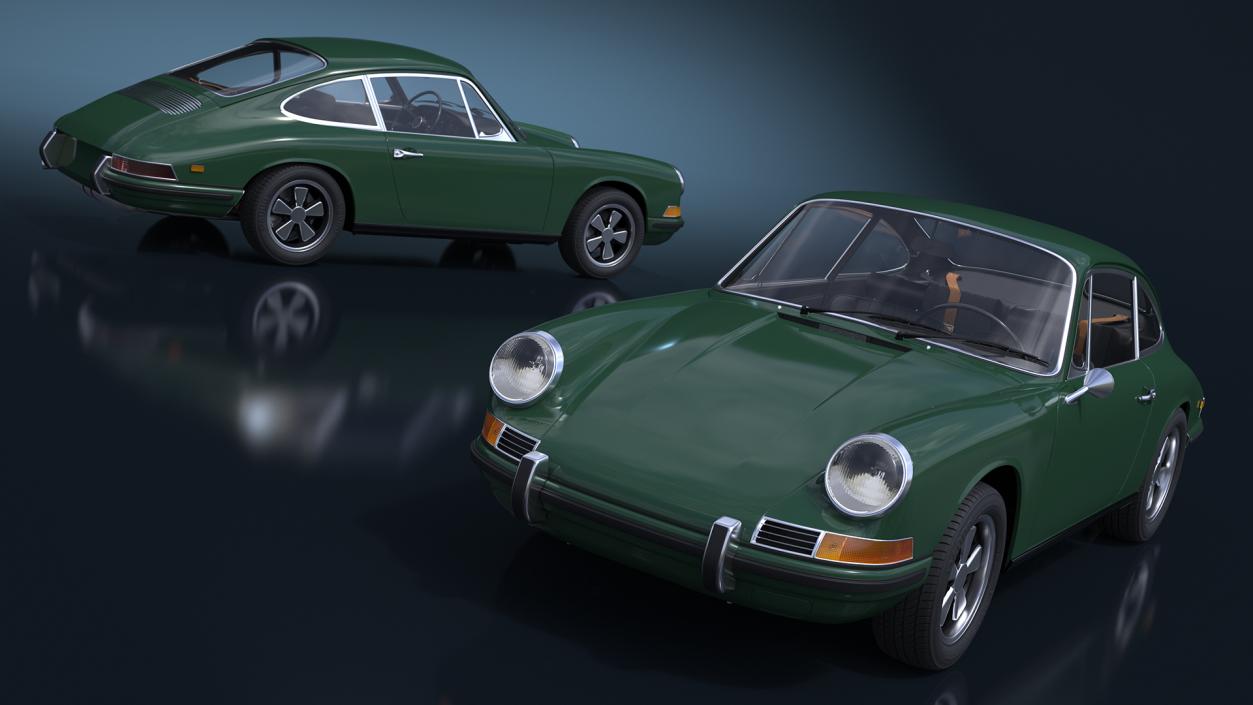 3D Retro Coupe Sport Car Rigged model