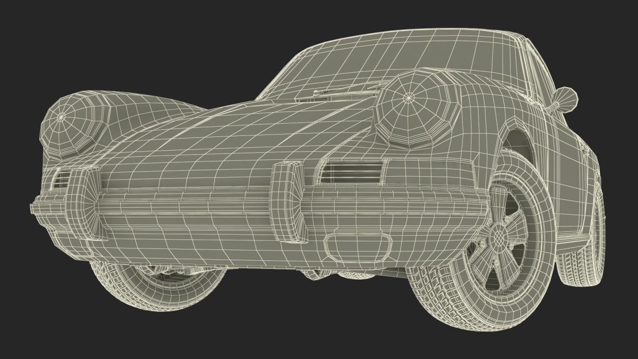 3D Retro Coupe Sport Car Rigged model