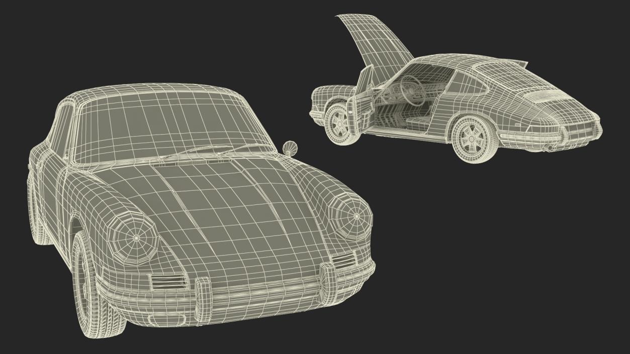 3D Retro Coupe Sport Car Rigged model