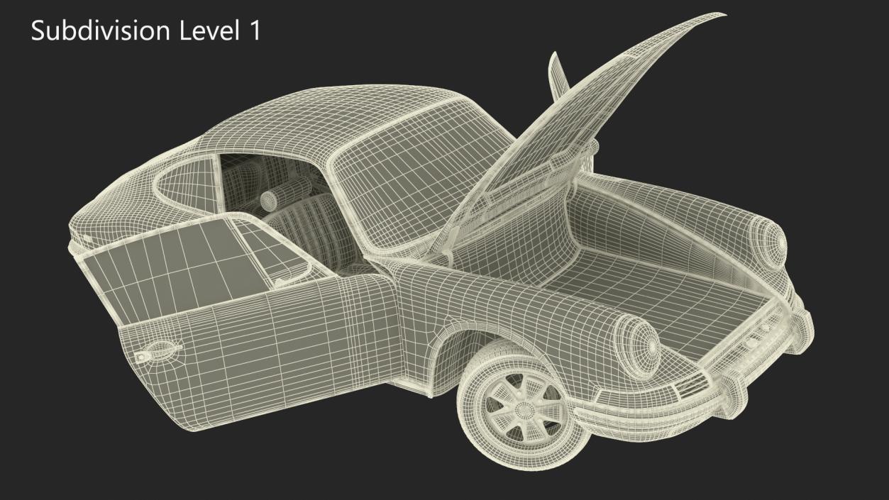 3D Retro Coupe Sport Car Rigged model