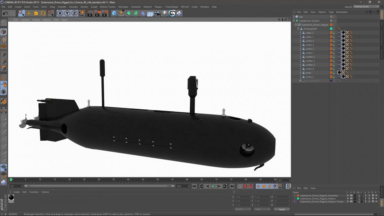 3D Submarine Drone Rigged for Cinema 4D