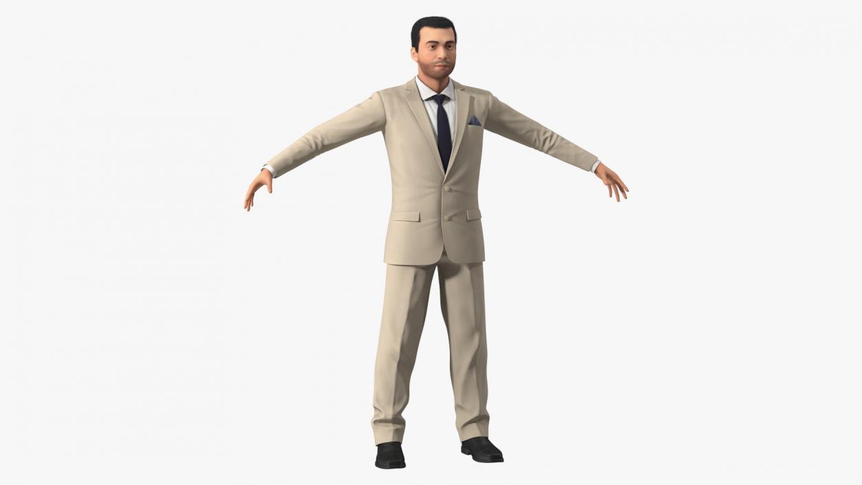 Formal Businessman in Beige Suit Rigged 3D model