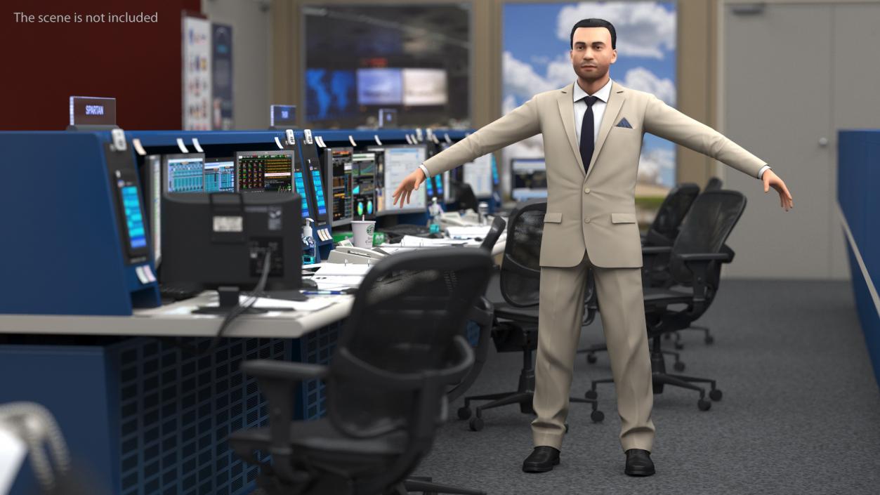 Formal Businessman in Beige Suit Rigged 3D model