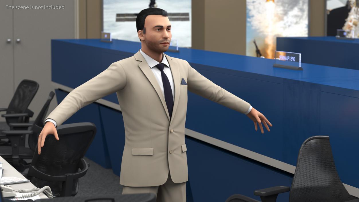 Formal Businessman in Beige Suit Rigged 3D model