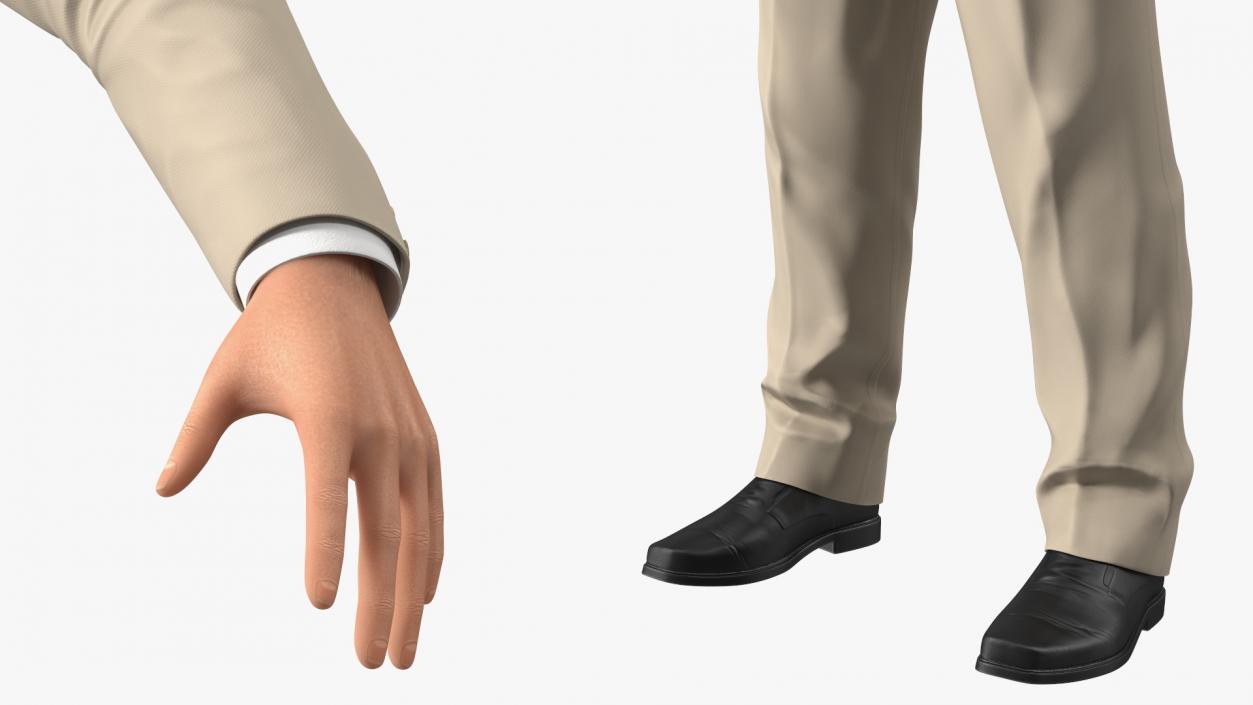 Formal Businessman in Beige Suit Rigged 3D model