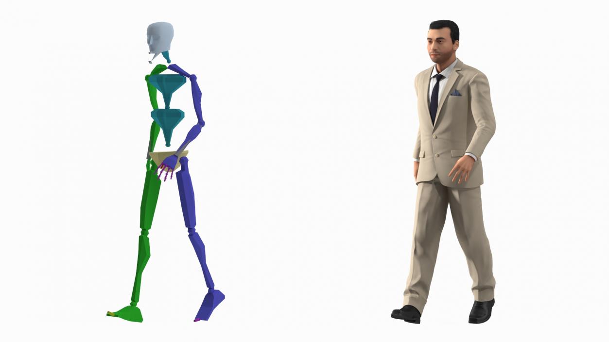 Formal Businessman in Beige Suit Rigged 3D model