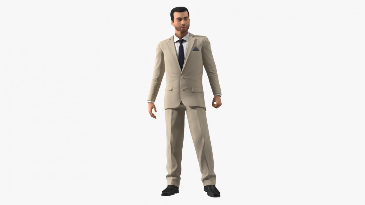 Formal Businessman in Beige Suit Rigged 3D model