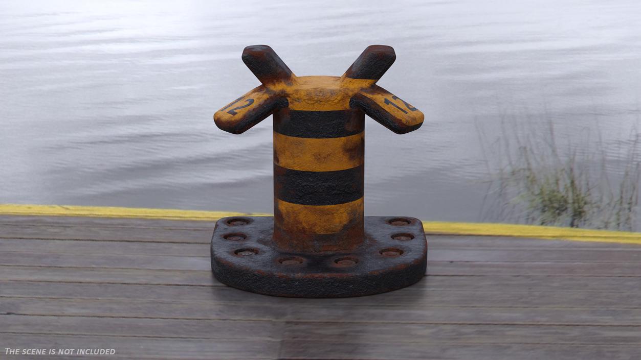 Mooring Bollard Stripes Old 3D