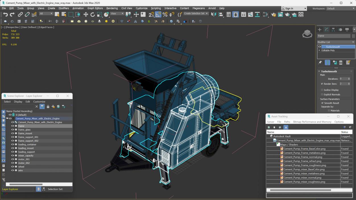 3D Cement Pump Mixer with Electric Engine model