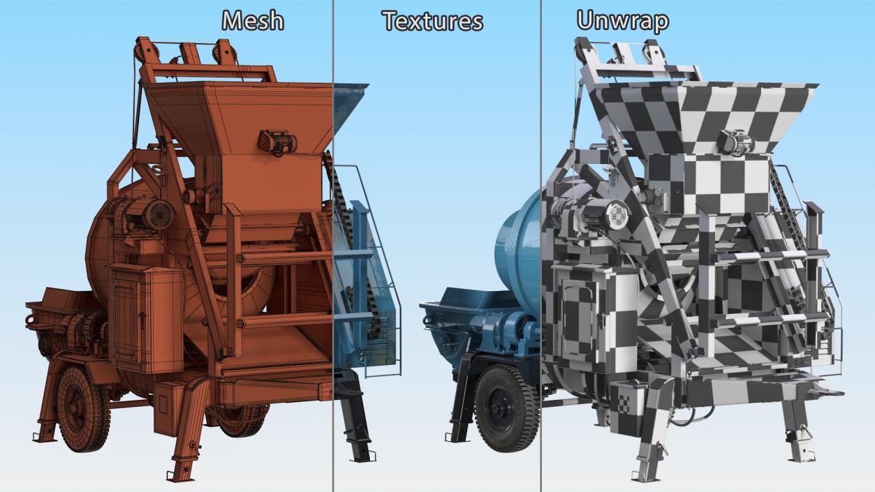 3D Cement Pump Mixer with Electric Engine model