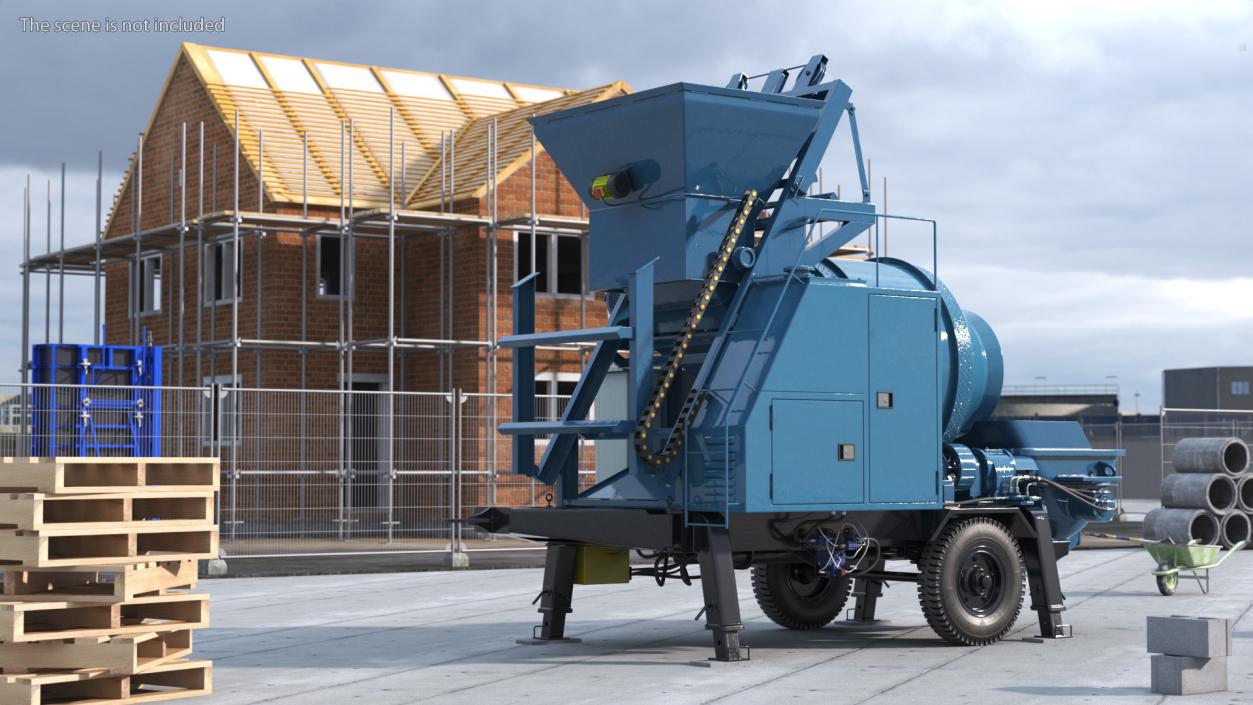 3D Cement Pump Mixer with Electric Engine model