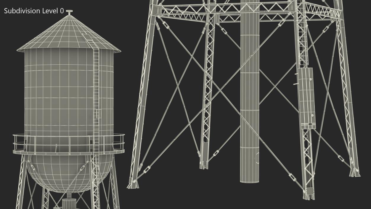 3D Weathered Water Tower