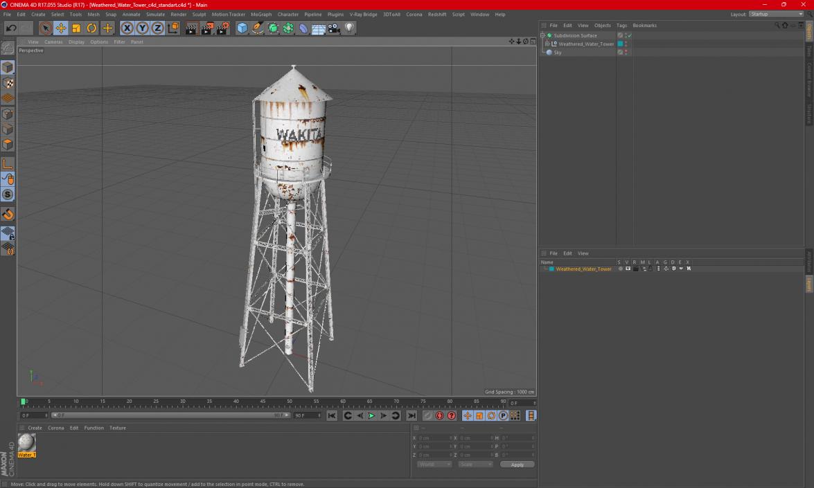 3D Weathered Water Tower