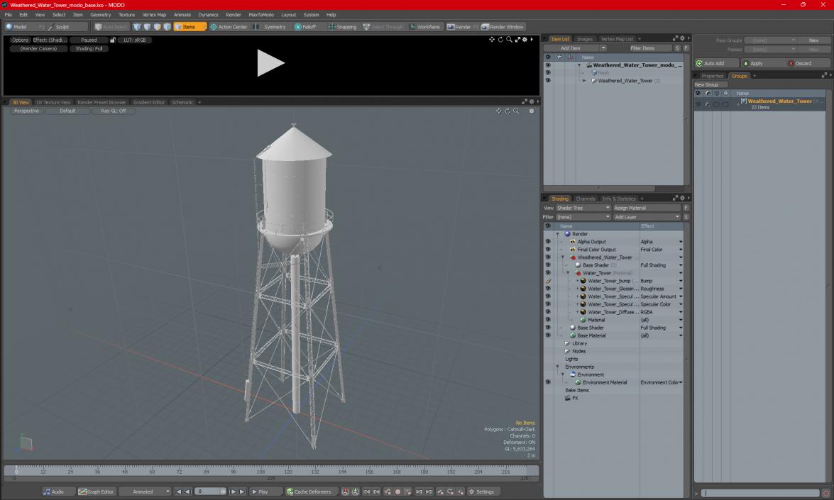 3D Weathered Water Tower