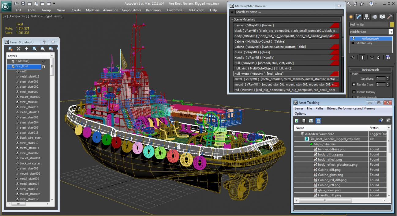 Fire Boat Generic Rigged 3D model