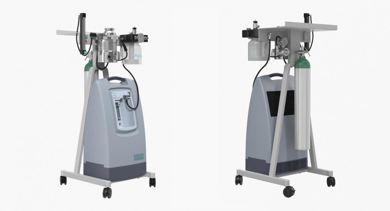 Oxygen Concentrator with E Tank Back Up 3D model