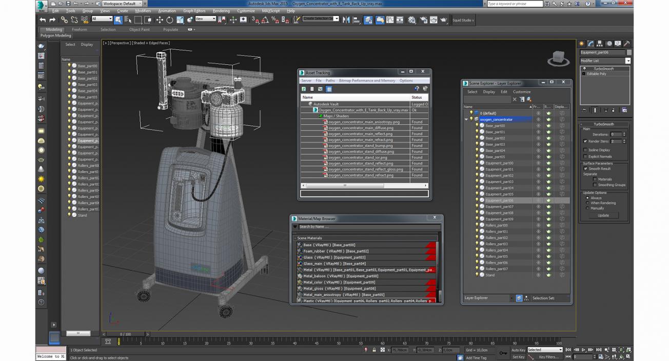 Oxygen Concentrator with E Tank Back Up 3D model