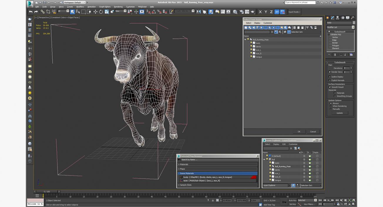 Bull Running Pose 3D