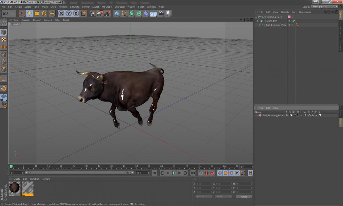 Bull Running Pose 3D