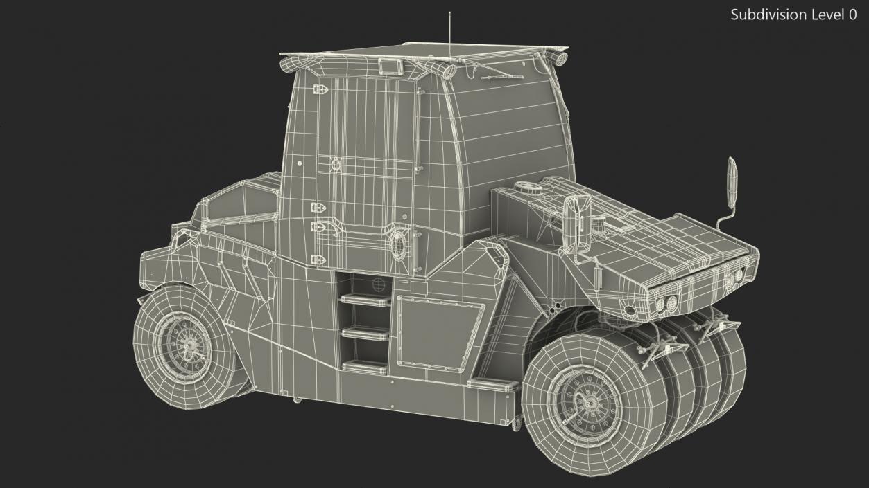 3D model Pneumatic Tyred Roller Compactor Dusty Rigged