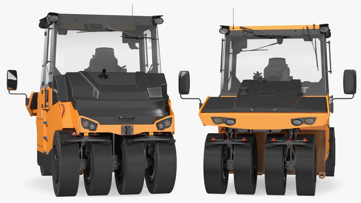 3D model Pneumatic Tyred Roller Compactor Dusty Rigged