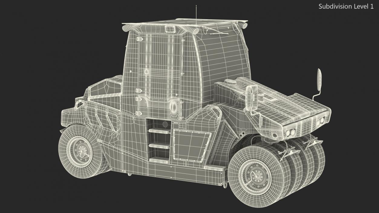 3D model Pneumatic Tyred Roller Compactor Dusty Rigged