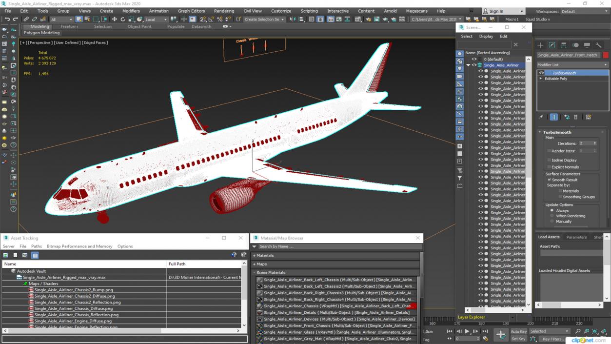 3D Single Aisle Airliner Rigged model