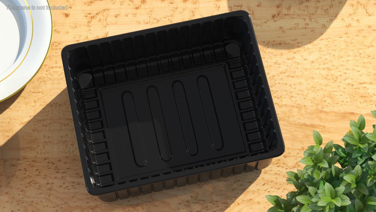 3D Plastic Food Storage without Lid Black 32x26cm