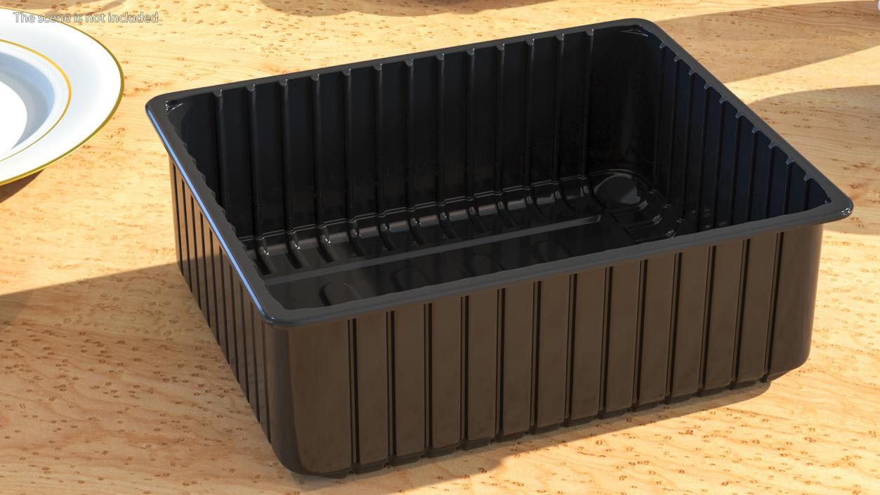 3D Plastic Food Storage without Lid Black 32x26cm