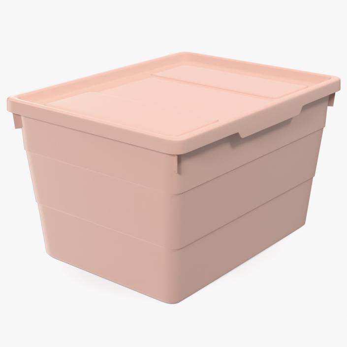 3D Pink Plastic Storage Box with Lid model