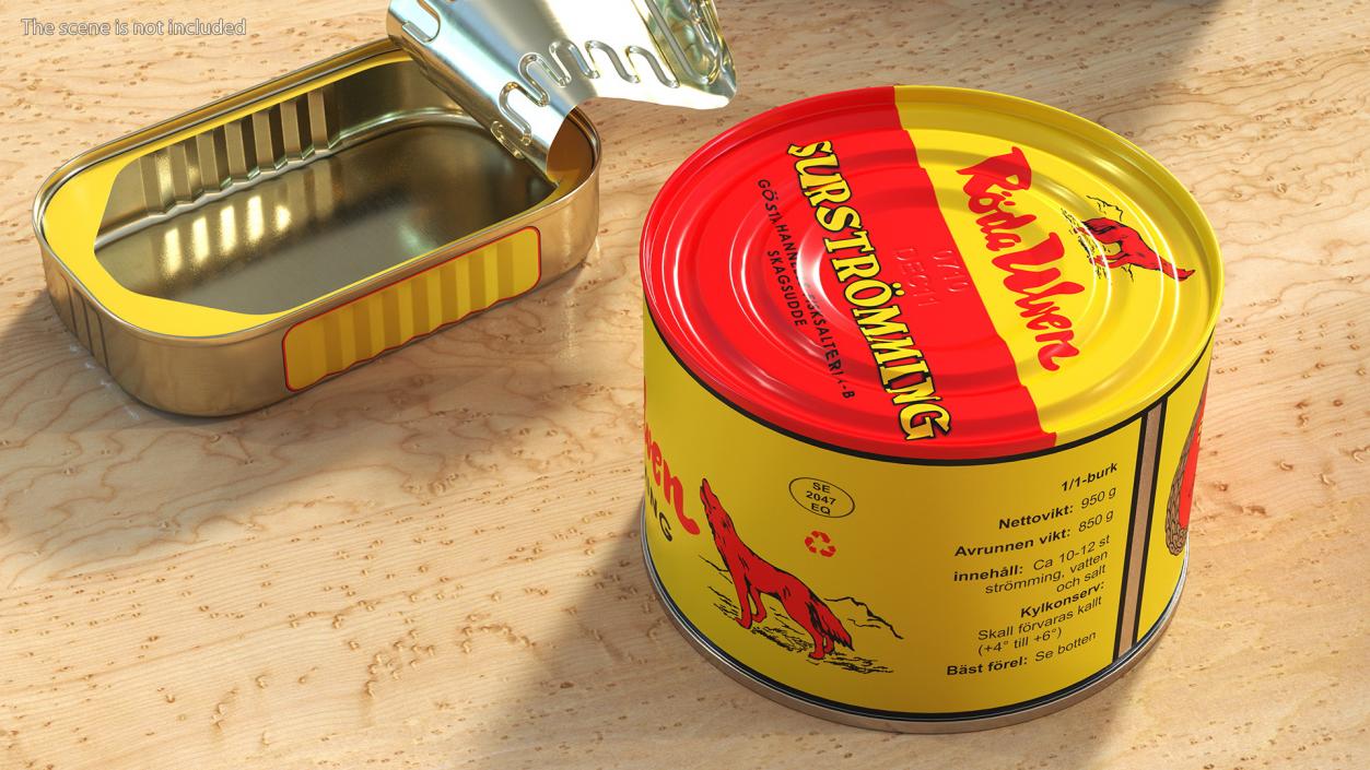 Cans of Surstromming with Can Opener Collection 3D